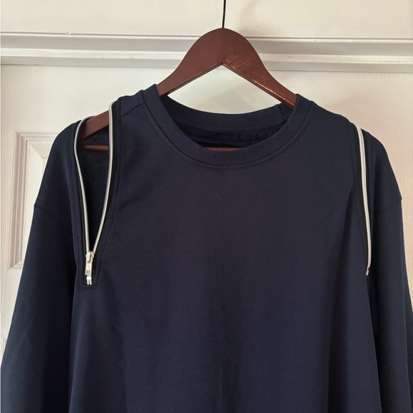 Navy Sweatshirt Dress with adjustable zippers NWOT - Picture 2 of 4